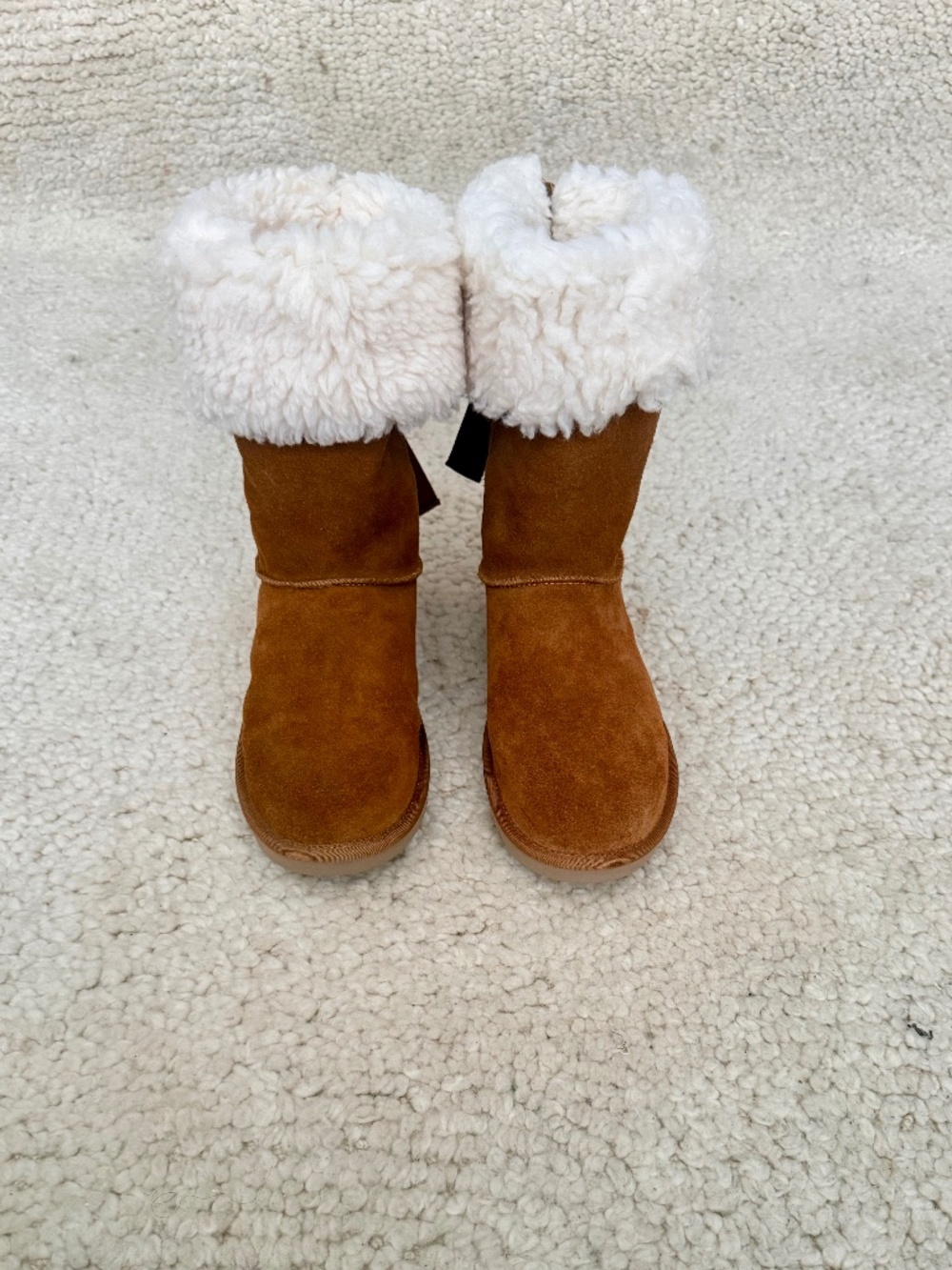 Koolaburra by UGG Andrah Tall Boots Womens 9 Chestnut Suede Bow Faux Fur